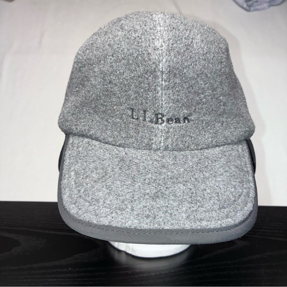 Vintage L.L . Bean Gray Black Fleece Polartec Hat Cap Ear Flaps Size L/XL - Picture 9 of 12